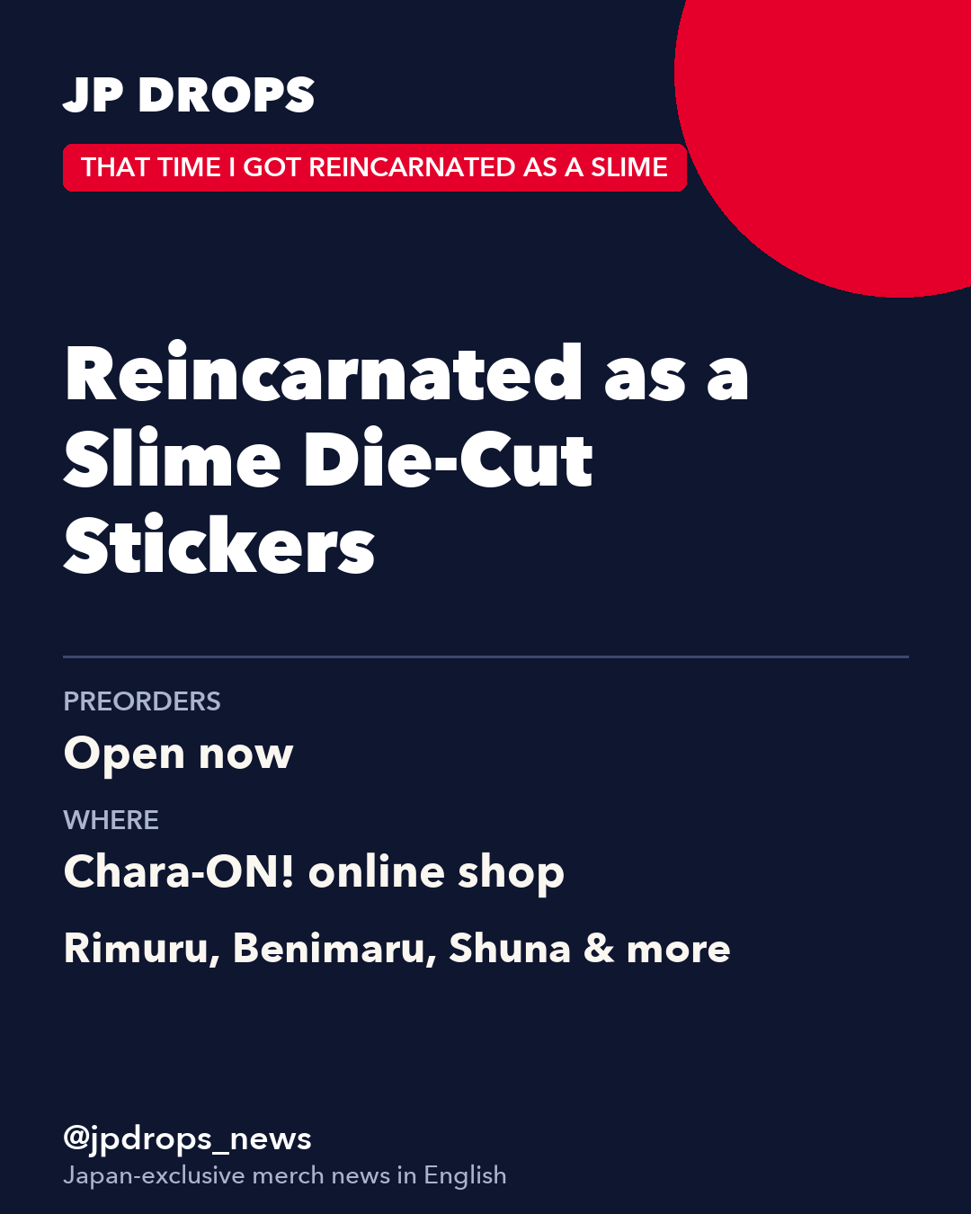 Reincarnated as a Slime Die-Cut Stickers