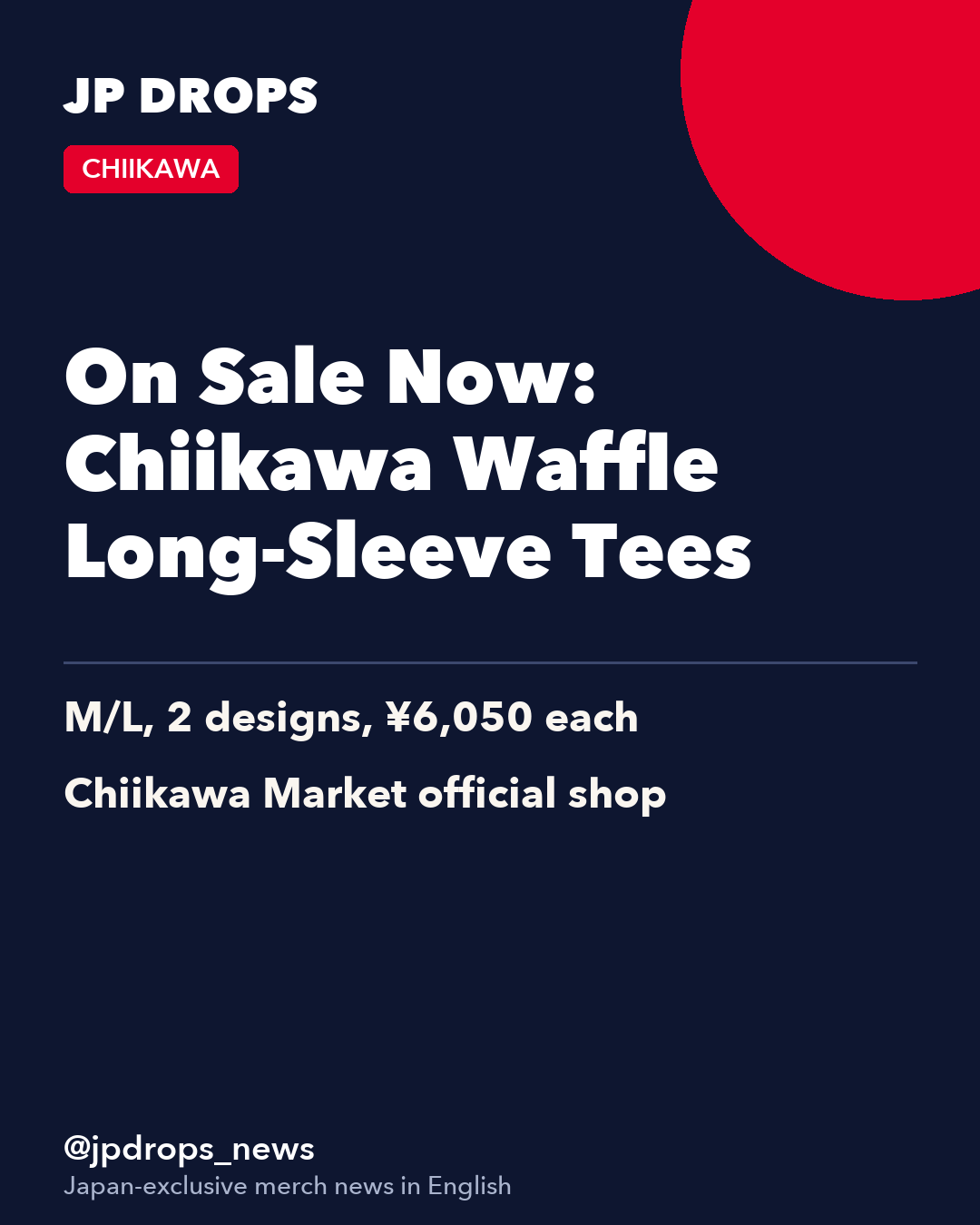 On Sale Now: Chiikawa Waffle Long-Sleeve Tees